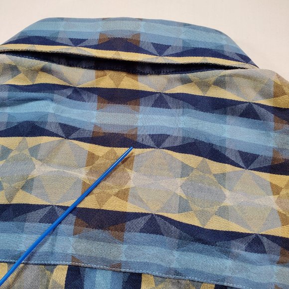 Jhane Barnes Shirt Men Medium Blue Geometric Casual Button Down Designer Vintage - Picture 10 of 16